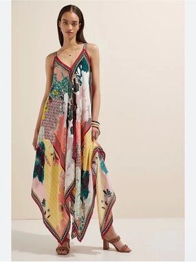 Camino by Jyoti Anthropologie Floral Contrast Maxi Dress